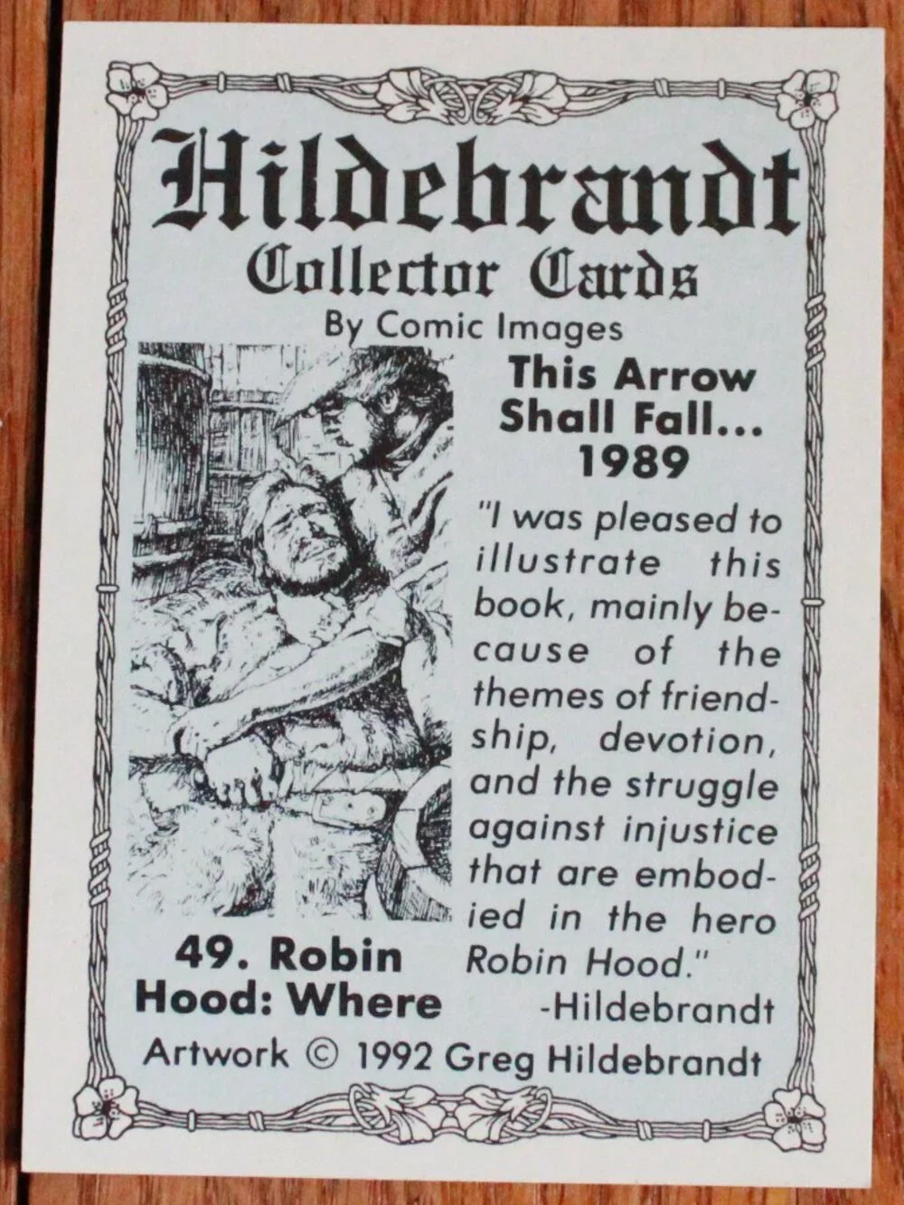 Vintage Greg Hilderbrandt (w/ Comic Images) 1992 Trading Card